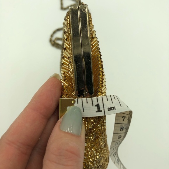 Vintage 1960’s Gold Beaded Evening Clutch / Crossbody Bag - Picture 11 of 11